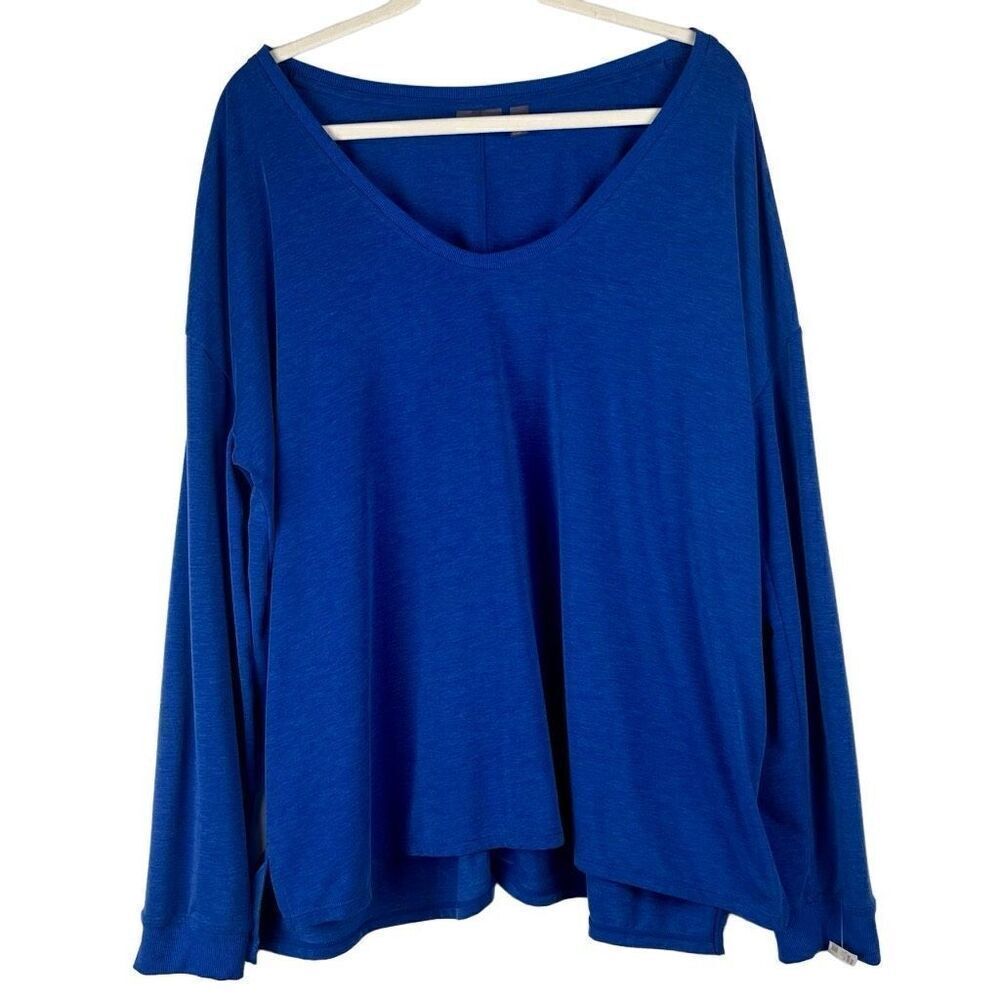 Zella Blue Long Sleeve Crew Neck Top 2X